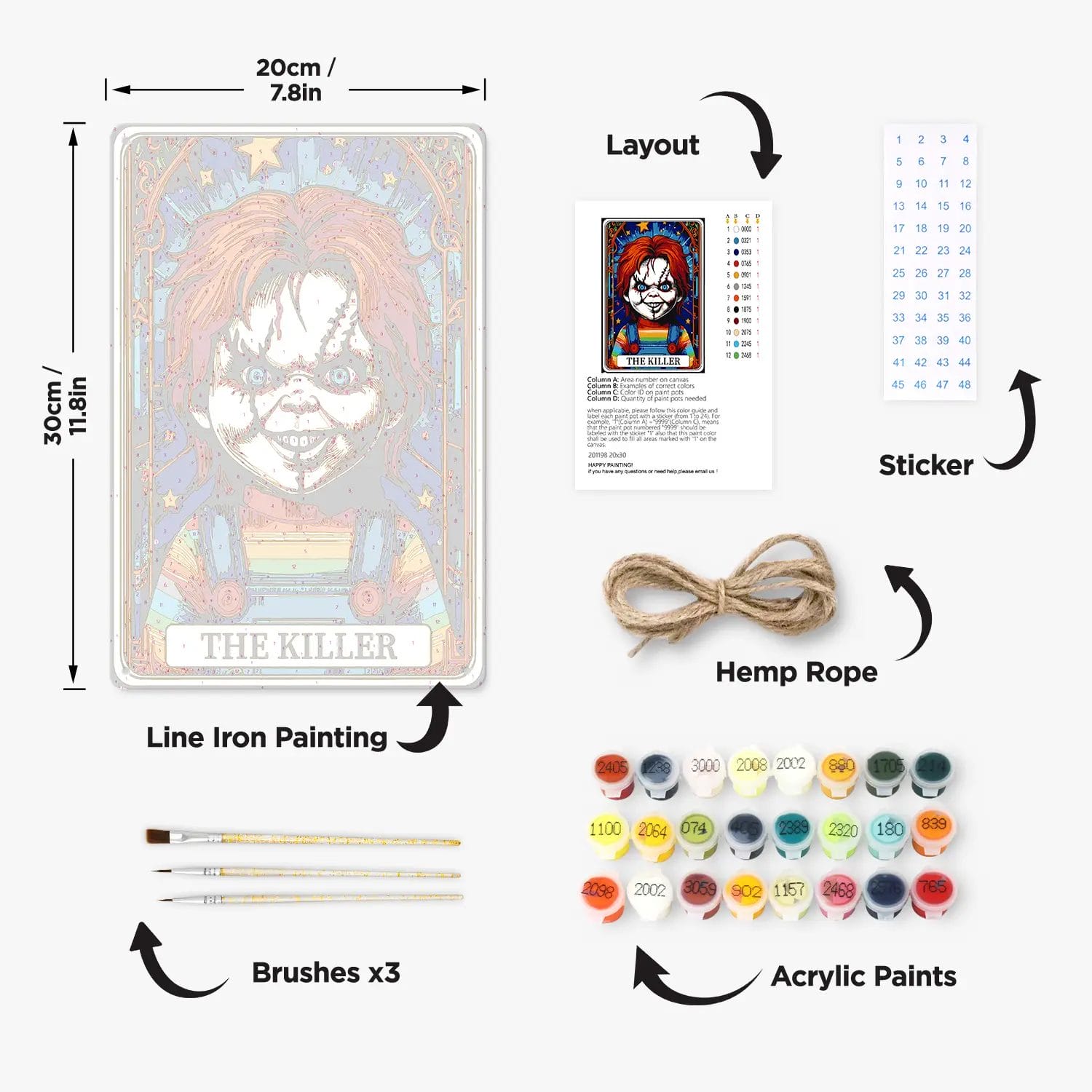 Scary Doll Halloween DIY Metal Poster 1 - Paint by Numbers Scary Doll Halloween DIY Metal Poster