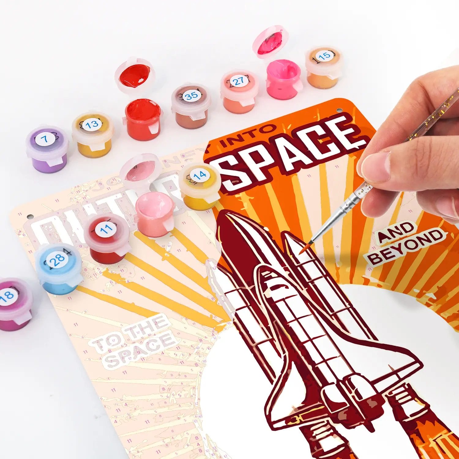 Outer Space Rocket DIY Metal Poster 4 - Paint by Numbers Outer Space Rocket DIY Metal Poster