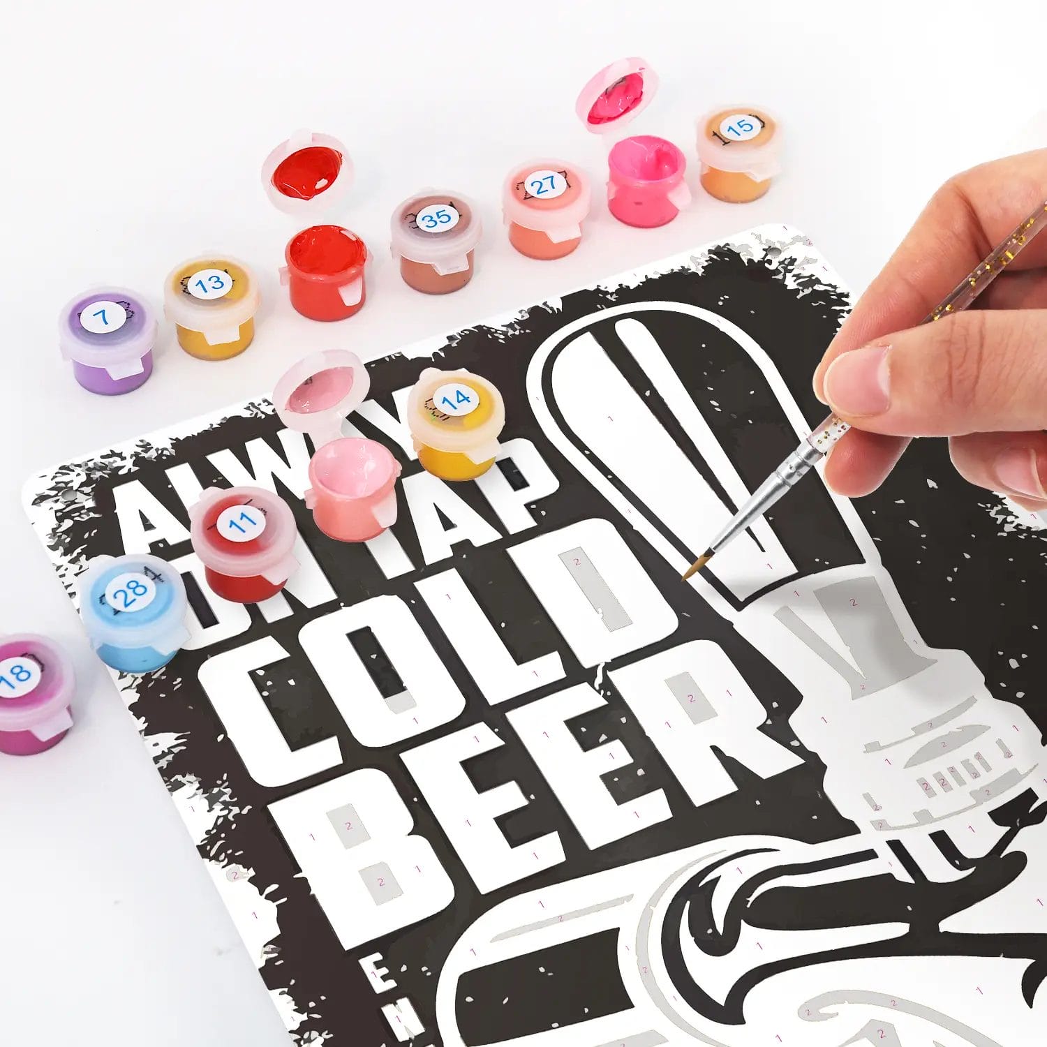 Always On Tap Cold Beer DIY Metal Poster 4 - Paint by Numbers Always On Tap Cold Beer DIY Metal Poster