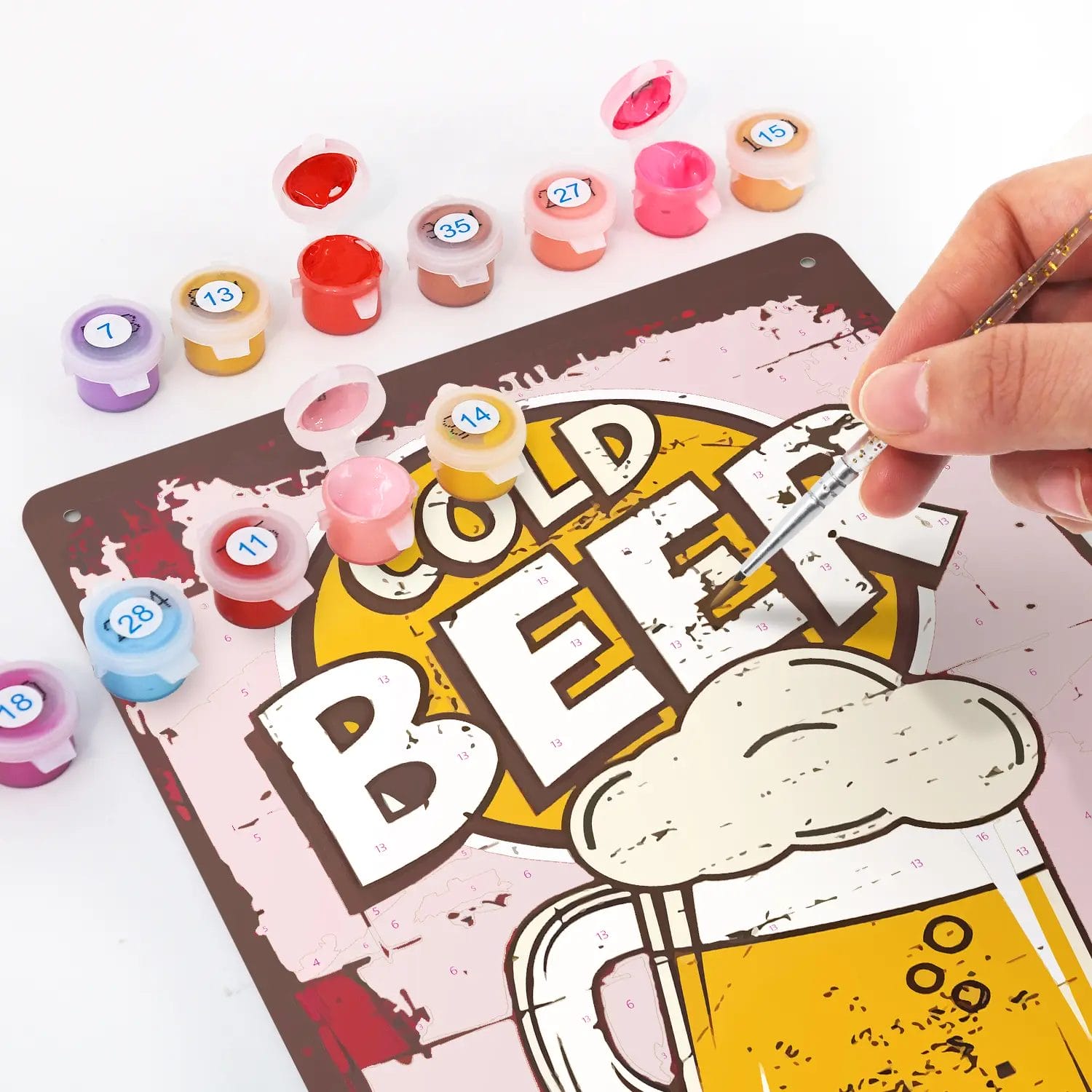 Cold Beer Vintage DIY Poster 4 - Paint by Numbers Cold Beer Vintage DIY Metal Poster