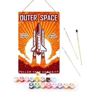 Outer Space Rocket DIY Metal Poster