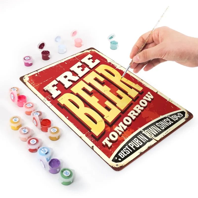 Free Beer Tomorrow - DIY Metal Bar Poster