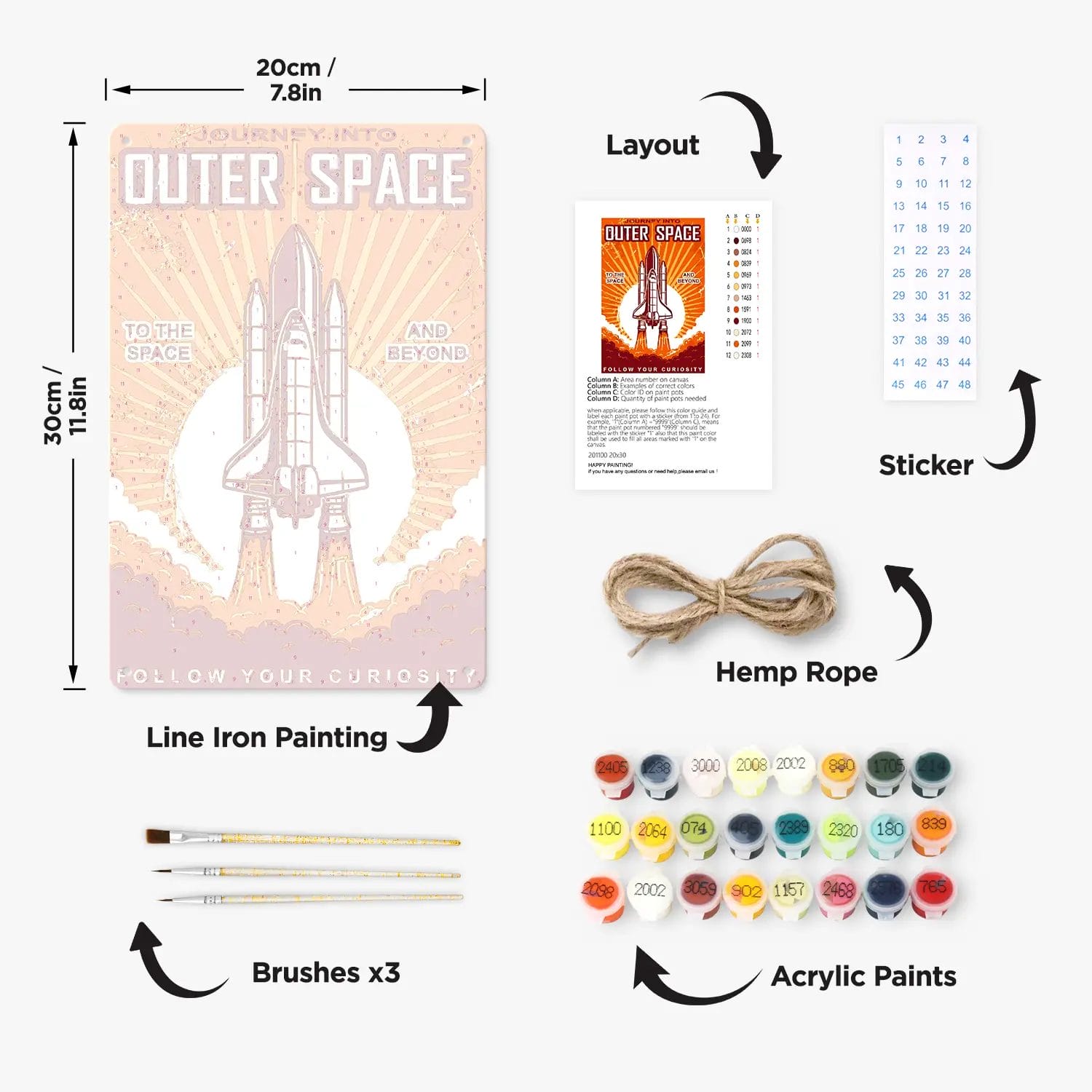 Outer Space Rocket DIY Metal Poster 2 - Paint by Numbers Outer Space Rocket DIY Metal Poster