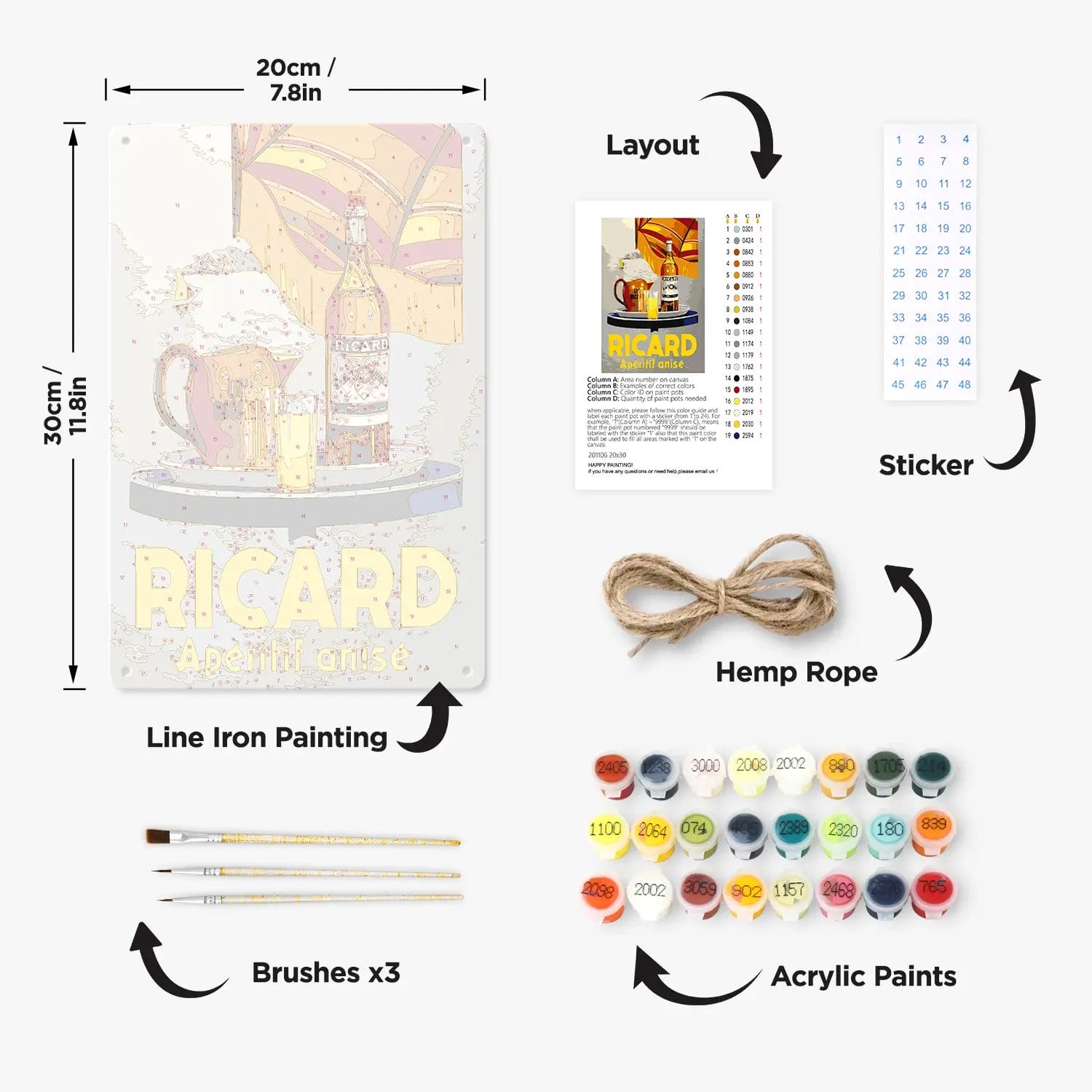 Ricard Bar DIY Metal Poster 2 - Paint by Numbers 7 11 - Paint by Numbers