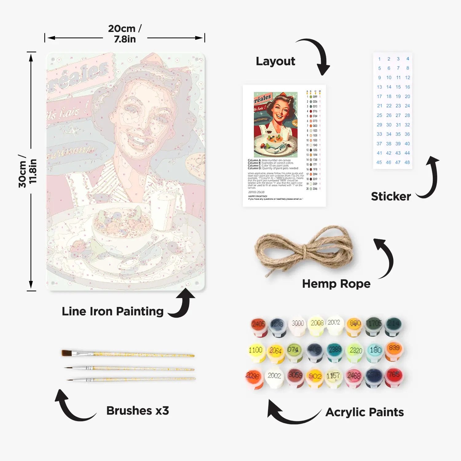 Vintage Woman - DIY Metal Poster 2 - Paint by Numbers Vintage Woman - DIY Metal Poster Layout