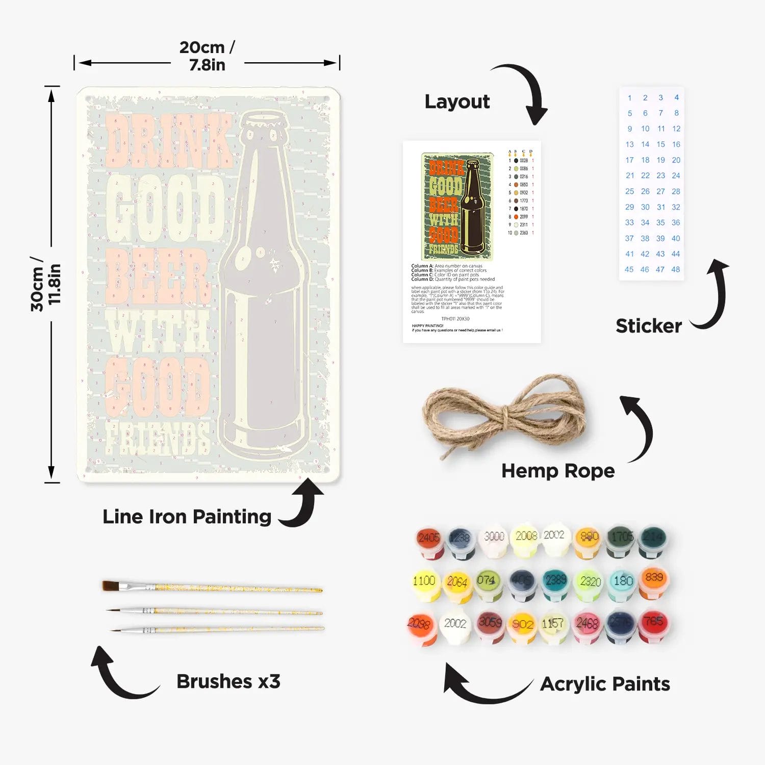 Drink Good Beer DIY Metal Poster 2 - Paint by Numbers Drink Good Beer DIY Metal Poster