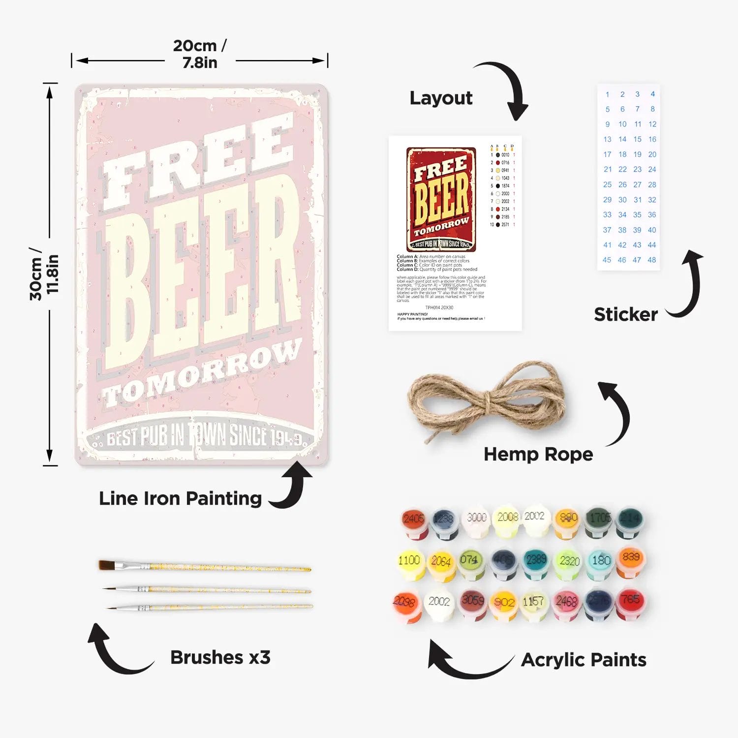 Free Beer Tomorrow - DIY Metal Bar Poster 2 - Paint by Numbers Free Beer Tomorrow - DIY Metal Bar Poster