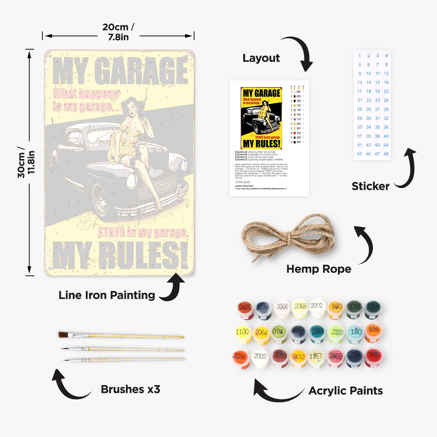 My Garage My Rules - DIY Metal Poster 2 - Paint by Numbers My Garage My Rules - DIY Metal Poster