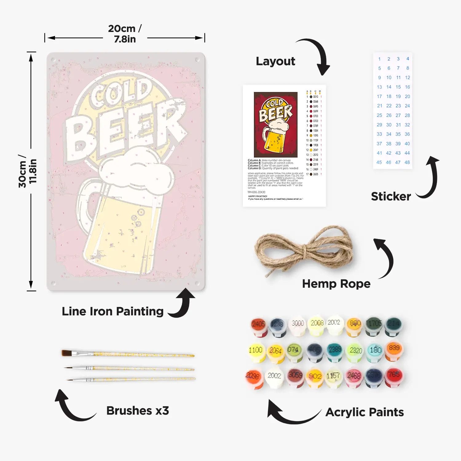 Cold Beer Vintage DIY Poster 2 - Paint by Numbers Cold Beer Vintage DIY Metal Poster