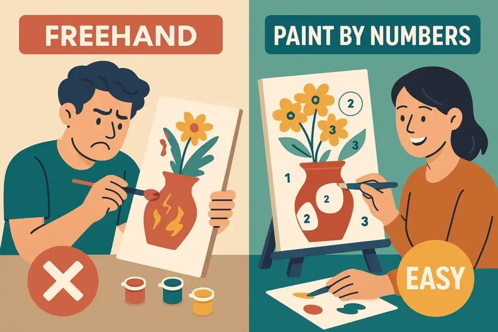 Ultimate Guide to Paint by Numbers for Beginners 4 - Paint by Numbers Freehand vs Paint By Numbers
