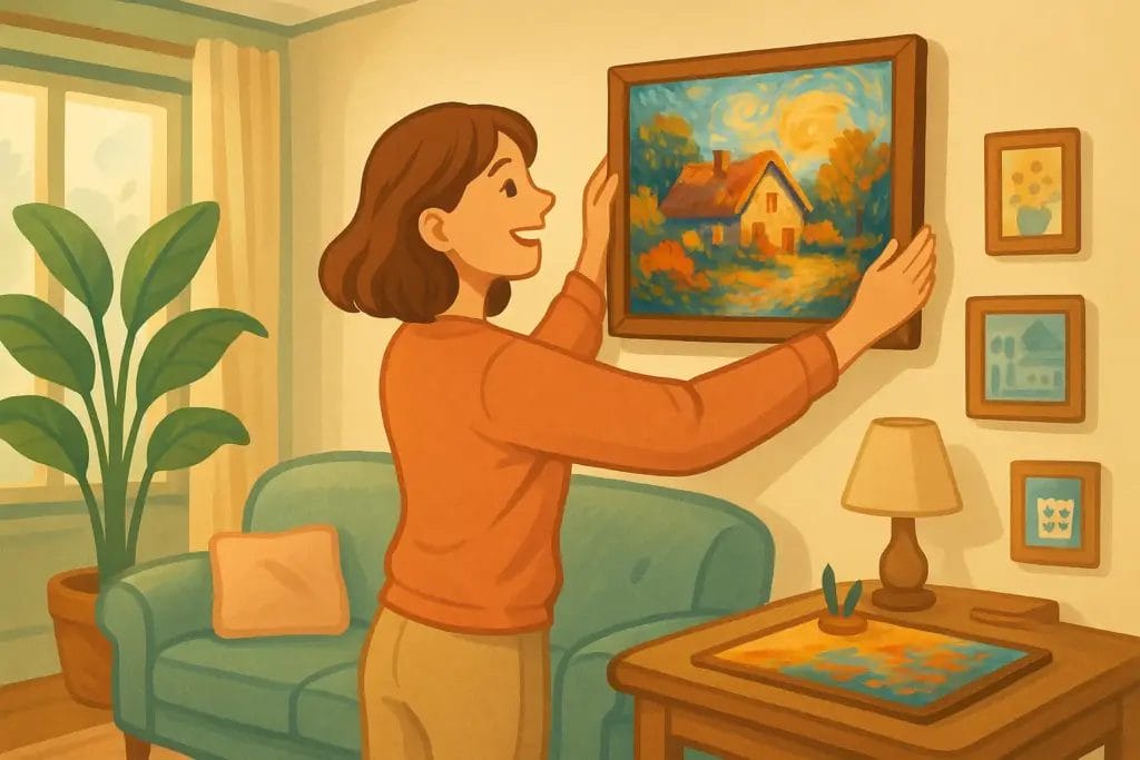Benefits of Paint by Numbers for Mental Wellness 10 - Paint by Numbers Hang your painting on the wall.
