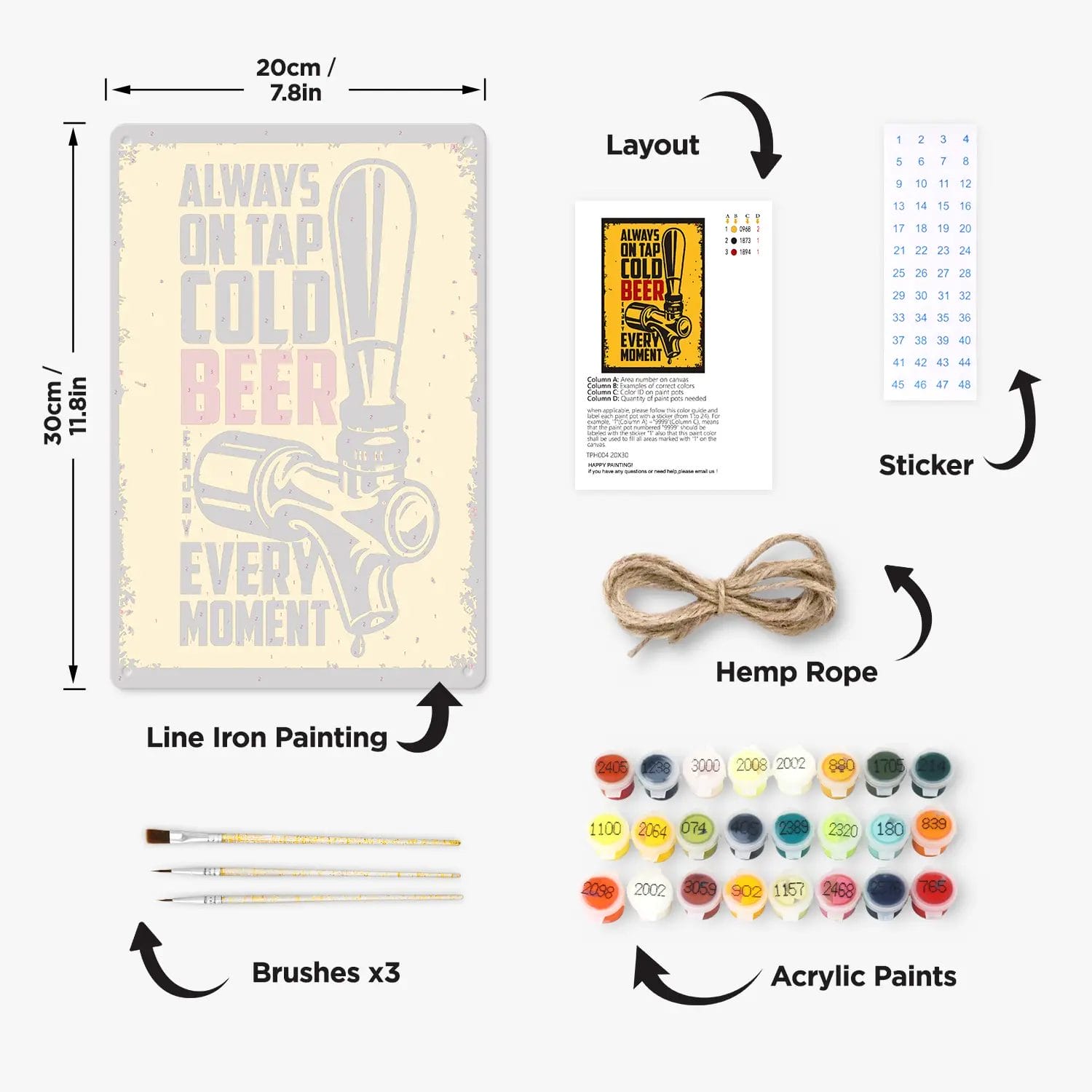 Cold Beer Vintage DIY Metal Poster 1 - Paint by Numbers Cold Beer Vintage DIY Metal Poster