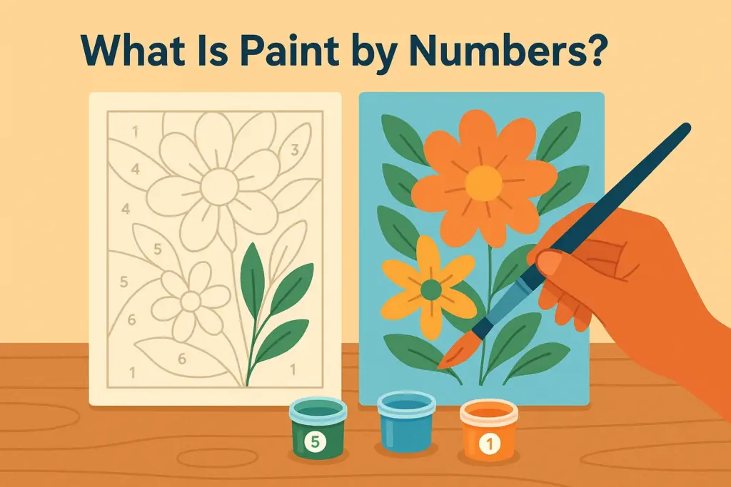 Ultimate Guide to Paint by Numbers for Beginners 2 - Paint by Numbers Image showing a partial filled and a complete filled paint by numbers canvas