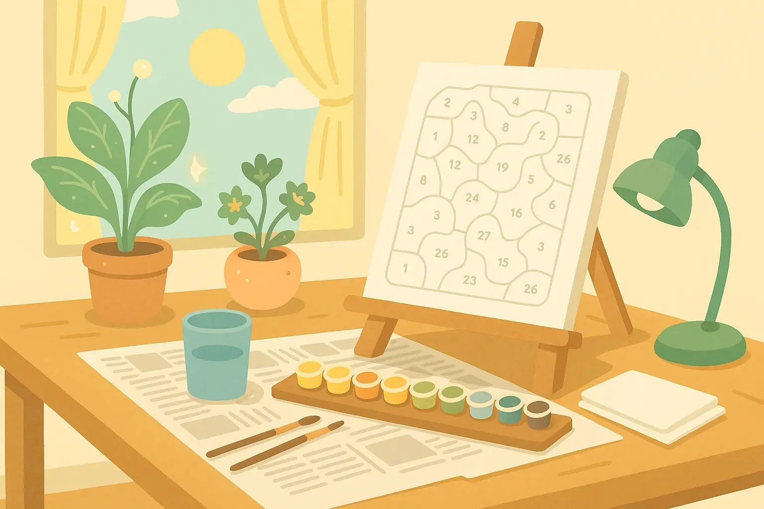 Step-by-Step Guide to Painting Your First Paint by Numbers Canvas 4 - Paint by Numbers arrange the workspace - Paint by Numbers