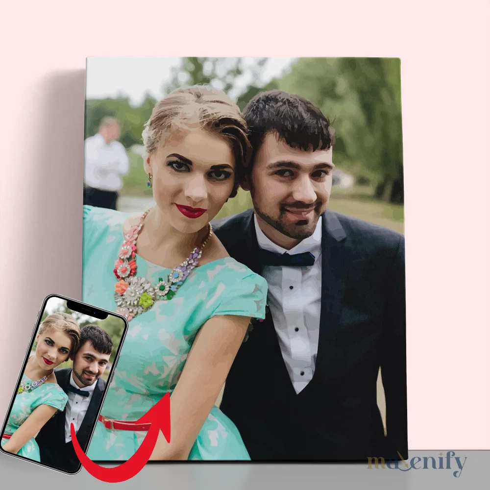 Custom Wedding Portrait - Turn Wedding Memories into Artwork 1 - Paint by Numbers Couple portrait to paint by numbers